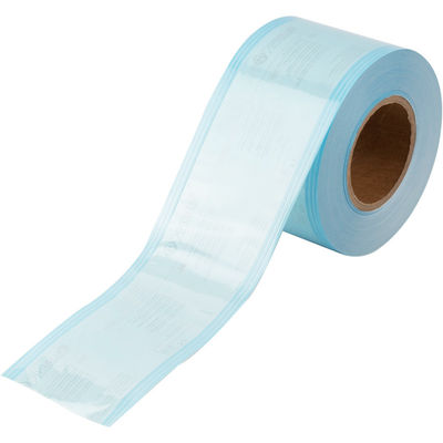 100mm*100mm Tıbbi Sıcaklık Sıfırlama Sterilizasyon Gusseted Roll Pocket Bag BLUE